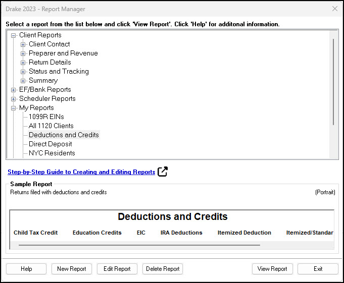 Image showing the Report Manager.